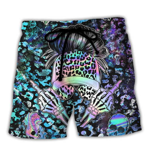 Skull Confidence Message About Being The Wrong One To Mess With – Beach Short