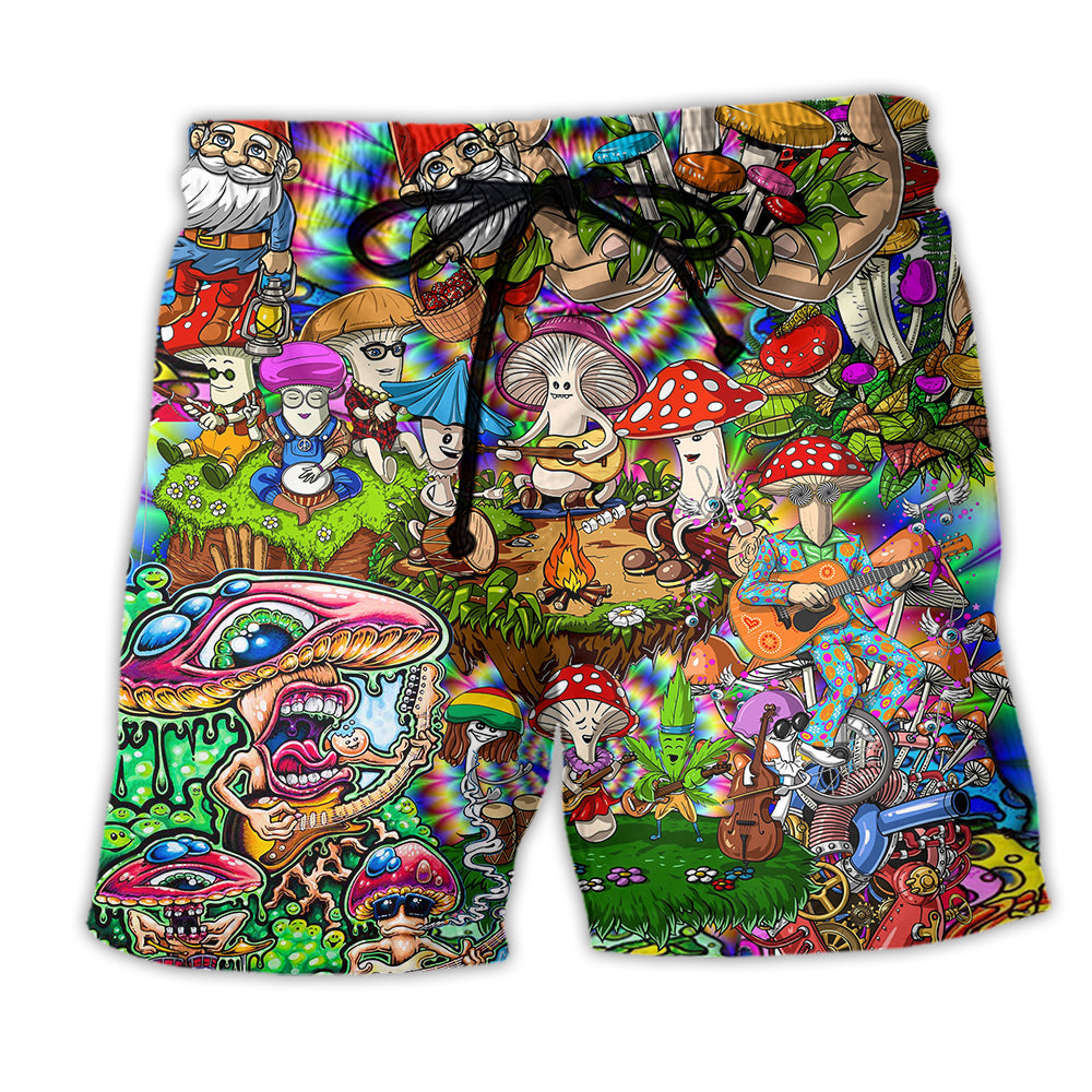 Hippie Mushroom Music Band Of Life - Beach Short - BEAS01QAN220822-Owls Matrix