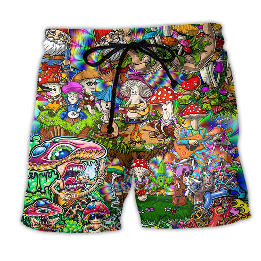 Hippie Mushroom Music Band Of Life - Beach Short - BEAS01QAN220822-Owls Matrix