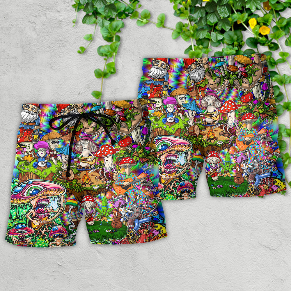Hippie Mushroom Music Life Art - Beach Short