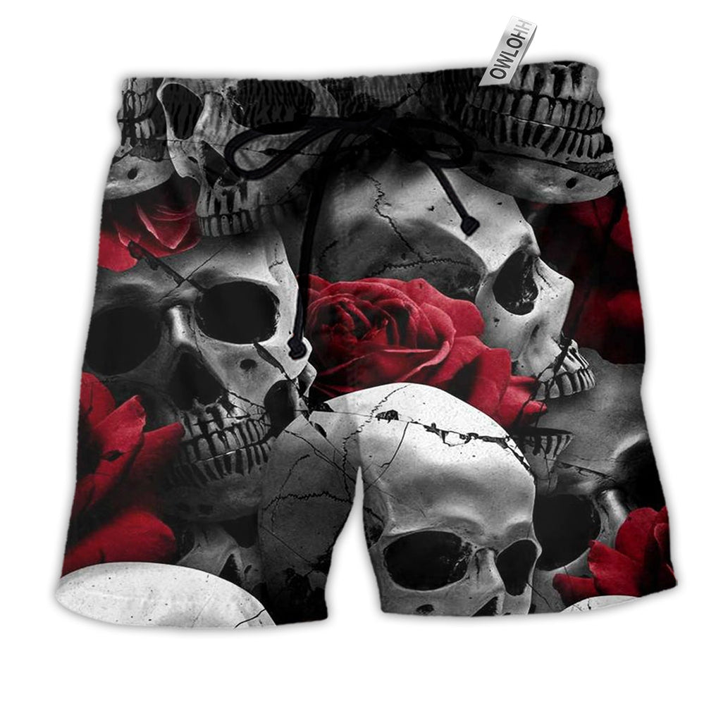 Beach Short / Adults / S Skull Death Love Rose - Beach Short - Owls Matrix LTD