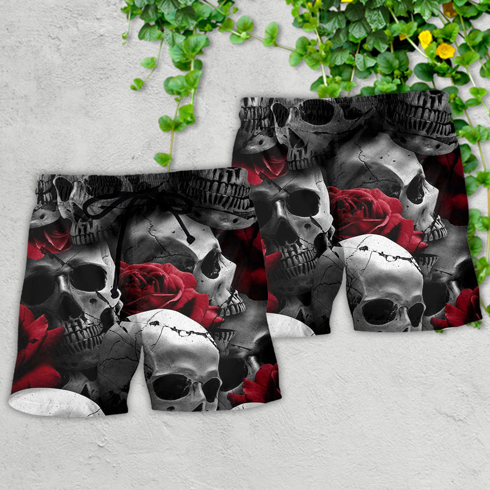 Skull Death Love Rose - Beach Short - Owls Matrix LTD
