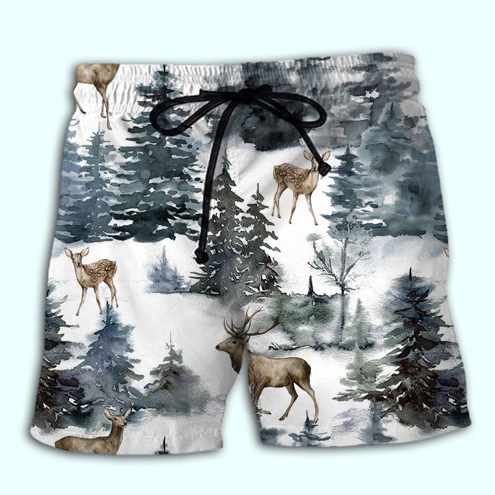 Deer Forest Nature Art Style – Beach Short