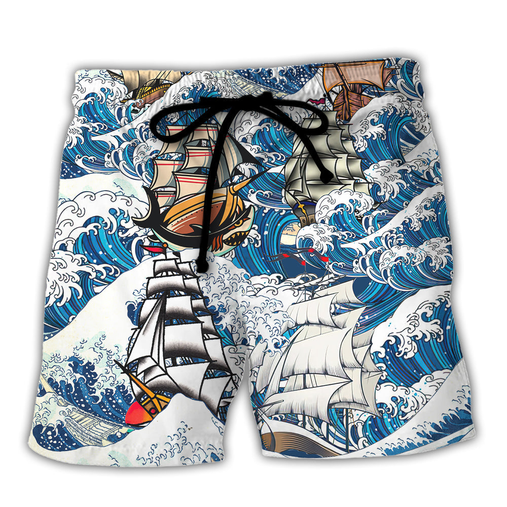 Sailing Vessel Spirit Of The Sea Quote – Beach Short