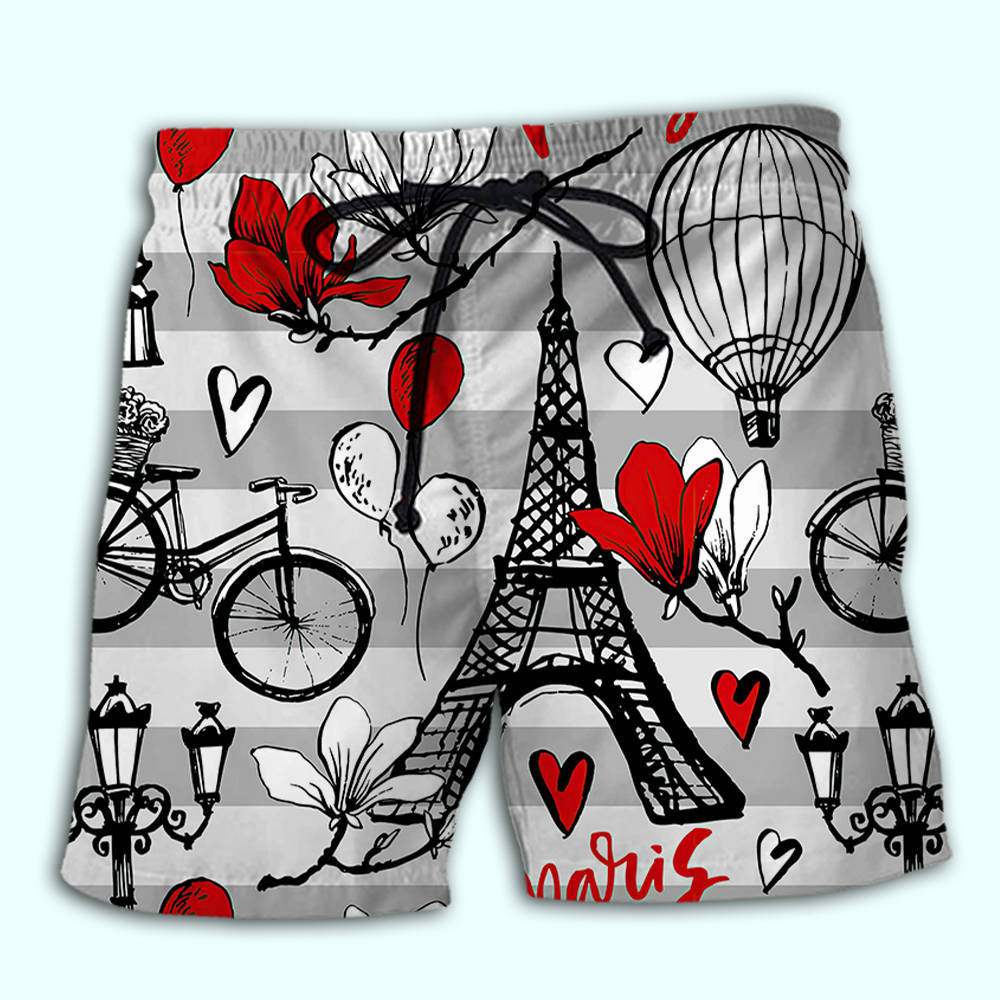 Paris Romantic City Love Art – Beach Short