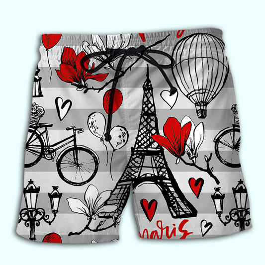 Paris Romantic City Love Art – Beach Short