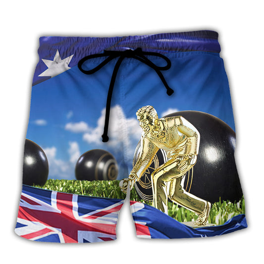 Lawn Bowling Australia Flag Wind Style - Beach Short