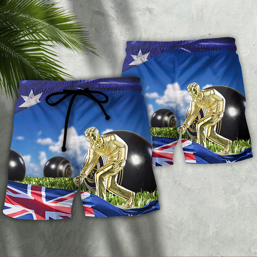 Lawn Bowling Australia Flag Wind Style - Beach Short