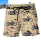 Motorcycle Desert Catus Mountain Flower Custom Photo - Beach Short - Owls Matrix LTD