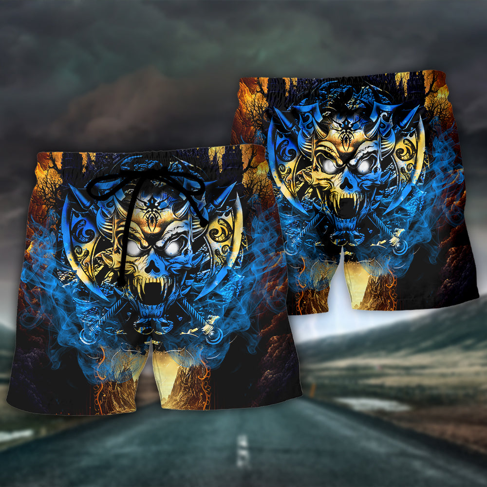 Skull Blue Fire My Give A Damn Is Broken But My Go Away Mode Works Fine – Beach Short