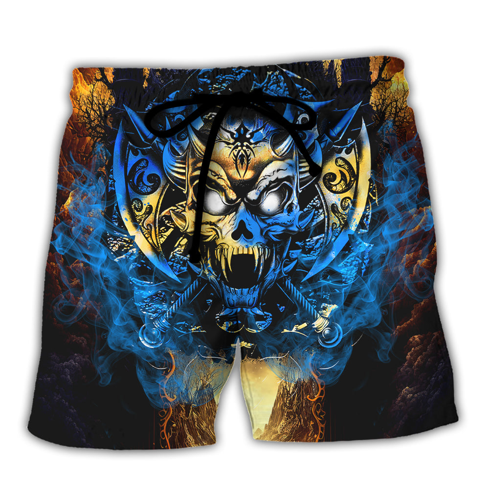 Skull Blue Fire My Give A Damn Is Broken But My Go Away Mode Works Fine – Beach Short