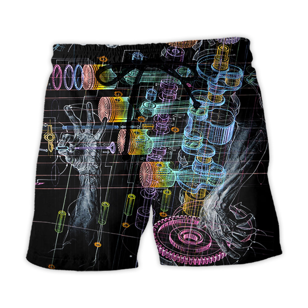 Mechanic Neon Fantasy Art Style – Beach Short
