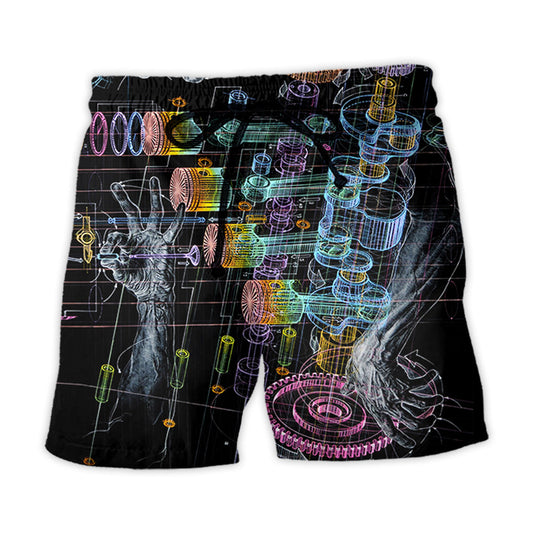 Mechanic Neon Fantasy Art Style – Beach Short