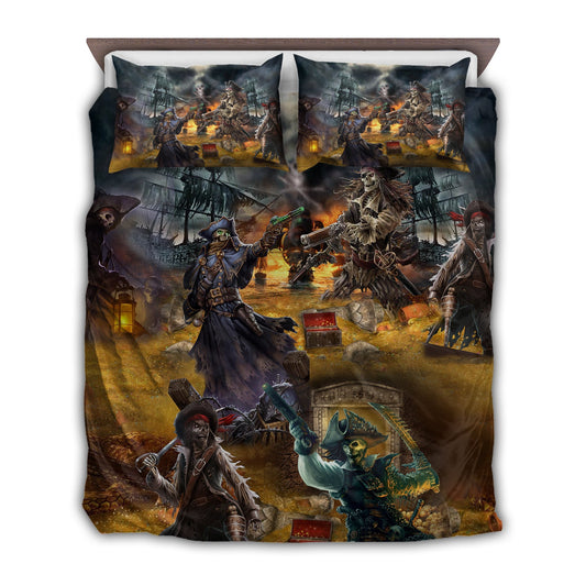 Skull Pirate Treasure Journey Bedding Cover For Gothic Bedroom Decor