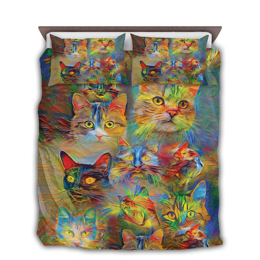 Colorful Cat Painting Bedding Cover For Pet Lover Bedroom Decor
