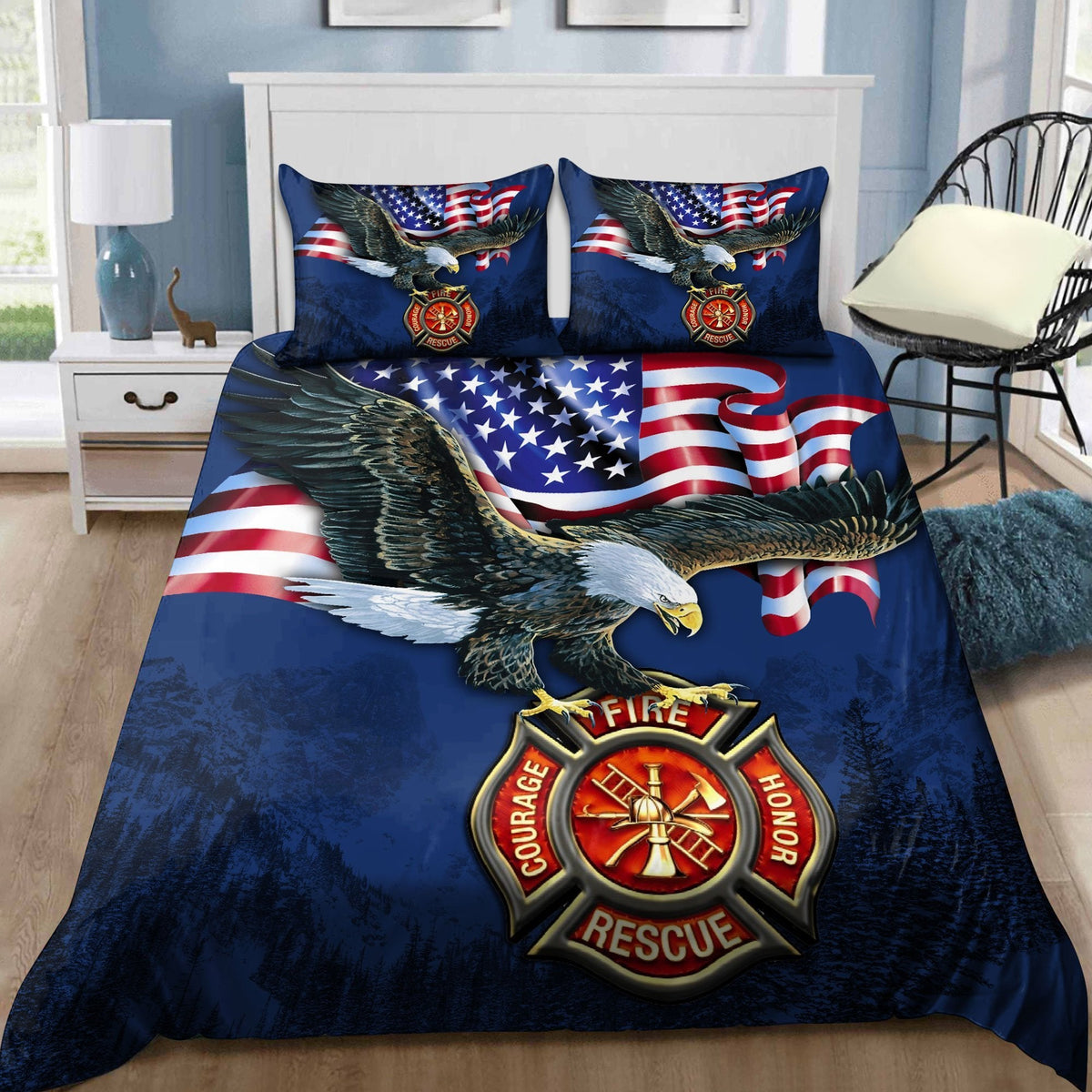 Firefighter Love Bedding Cover For Firefighter Bedroom Decor