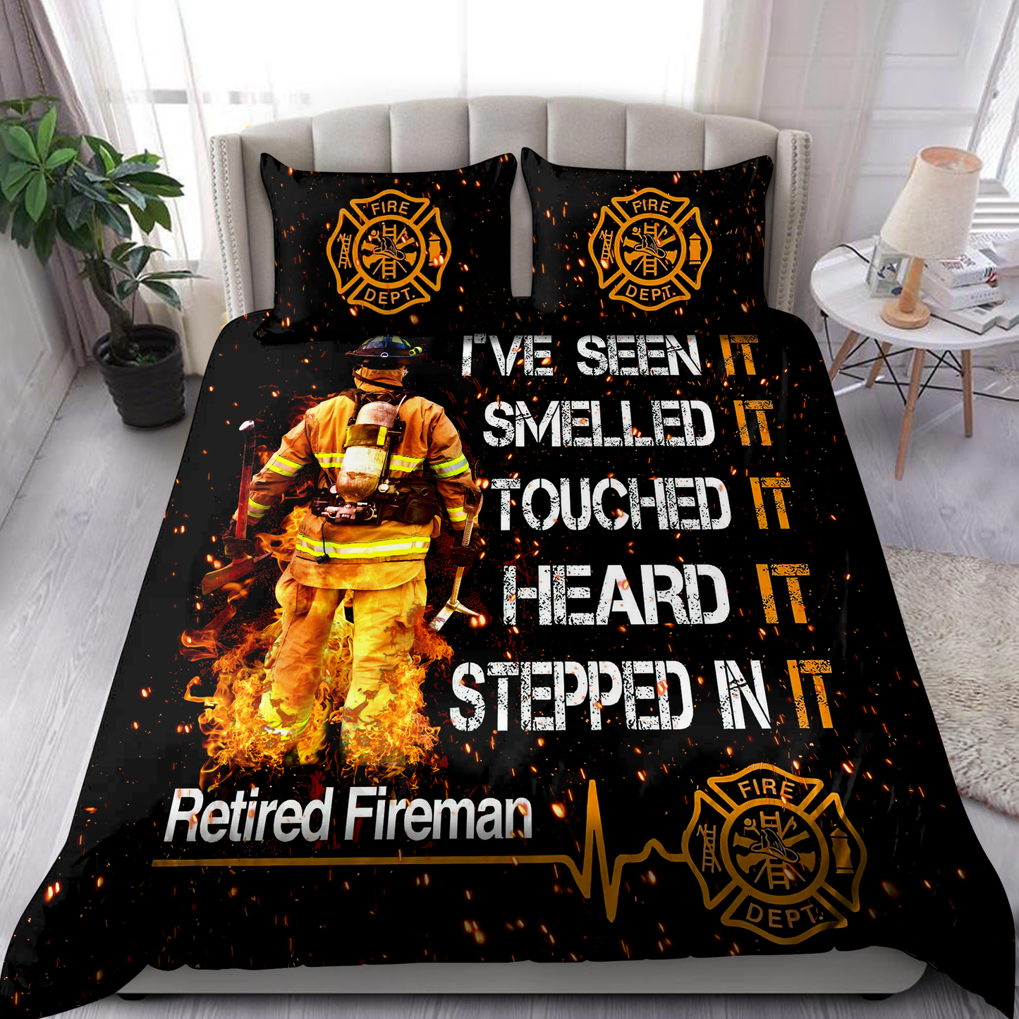 Retired Firefighter Bedding Cover For Firefighter Bedroom Decor
