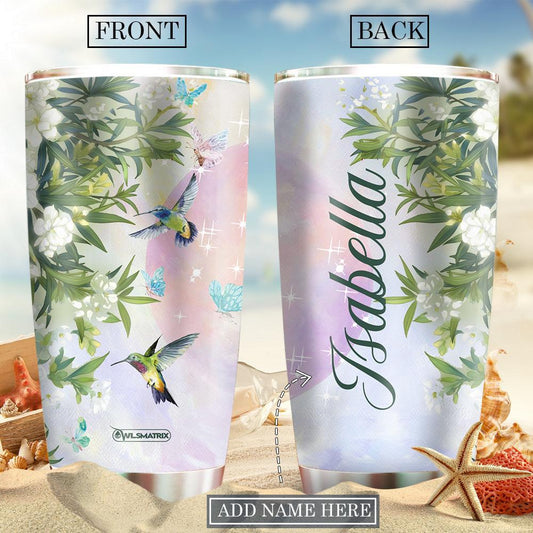 Hummingbird Loves Floral Forever Personalized 20 Oz Tumbler For Hot Cold Drinks And Travel