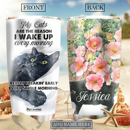 Cat I Wake Up Every Morning Personalized 20 Oz Tumbler