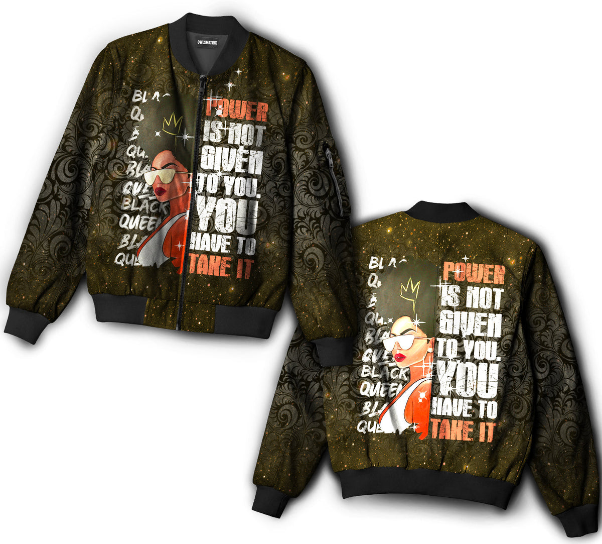 Black girl power - Bomber jacket - BOMJ01NVC010921-Owls Matrix