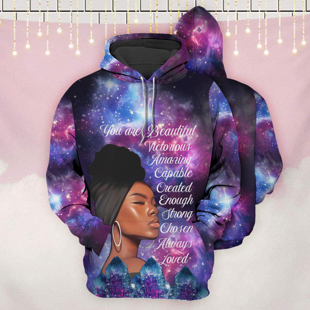 Black Girl You Are Beautiful Quote - 3D Hoodie