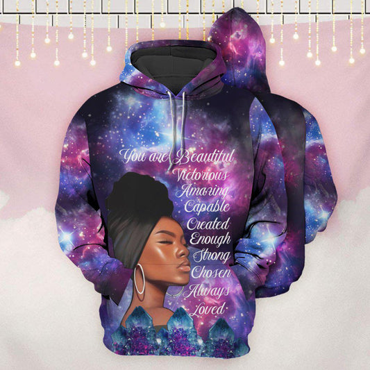 Black Girl You Are Beautiful Quote - 3D Hoodie