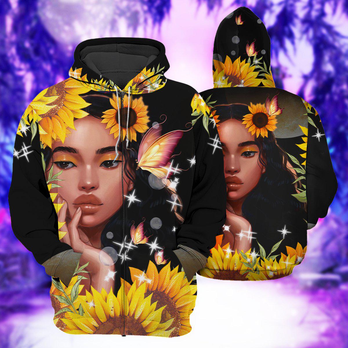 Sunflower Loves Girl Art - 3D Hoodie