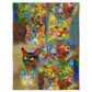 Cat Beautiful Colorful Painting Flannel Blanket For Cozy Bedroom And Sofa Decor