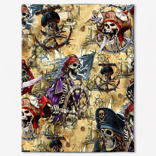 Skull Pirate Hunting 50 x 60 Inch Flannel Blanket For Cozy Bedroom And Sofa Decor