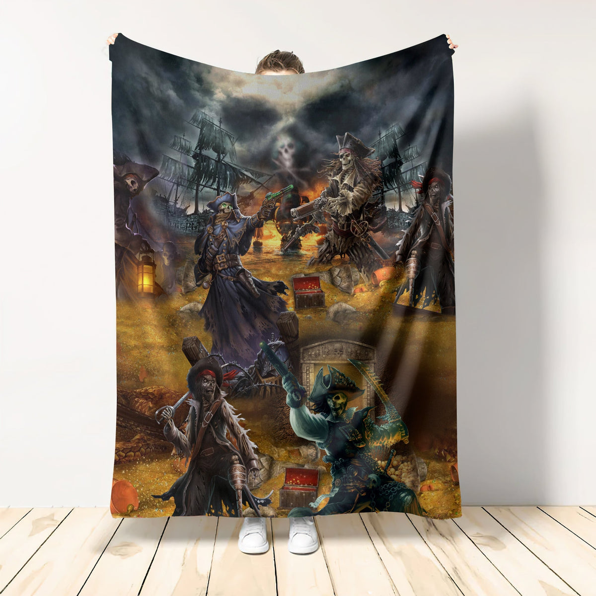 Skull Hunting Treasure Journey Flannel Blanket For Soft Bed Couch And Home Comfort