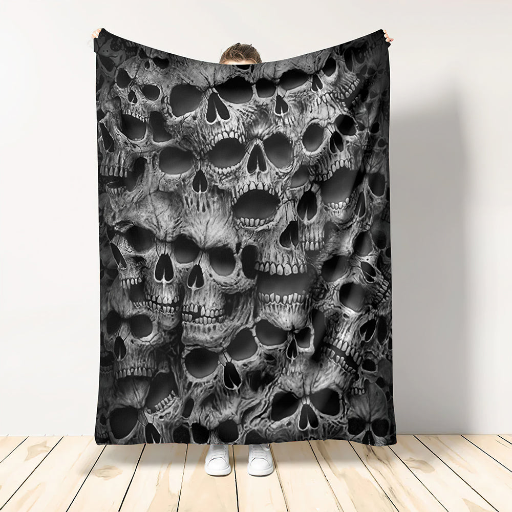 Skull No Fear No Pain Flannel Blanket For Soft Bed Couch And Home Comfort