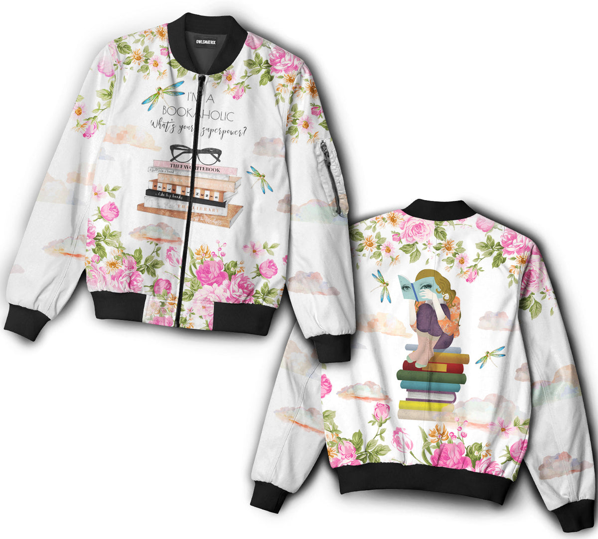 Book i'm a bookaholic - Bomber jacket - BOMJ06TNH010921-Owls Matrix