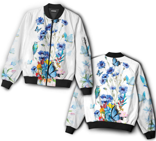 Butterfly loves purple flowers - Bomber jacket - BOMJ05TNH010921-Owls Matrix