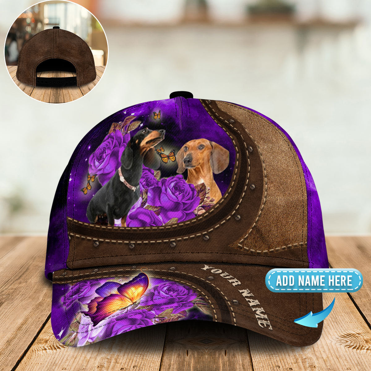 Baby Dachshund Rose Butterfly Personalized – Classic Cap