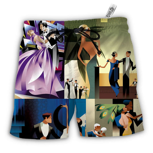 Beach Short / Adults / S Dance Ballroom Dance Art Style - Beach Short - Owls Matrix LTD