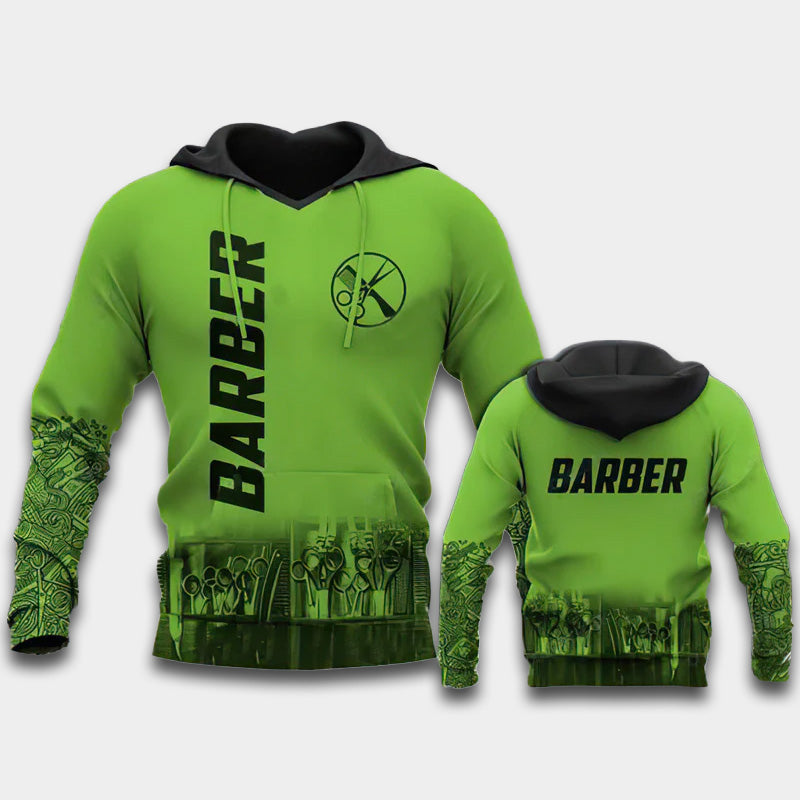 Barber Life Green Art – 3D Hoodie

