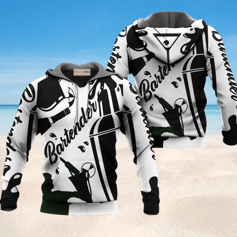 Bartender Black And White Art – 3D Hoodie