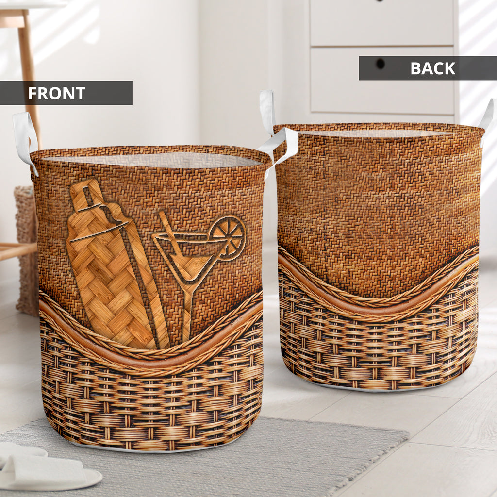Bartender rattan teaxture - Laundry basket - Owls Matrix LTD
