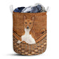 Basenji Dog Rattan Teaxture - Laundry Basket - Owls Matrix LTD
