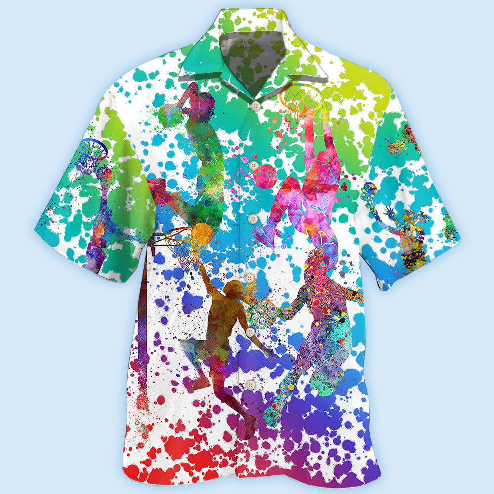 Colorful Basketball Art Vintage Style - Hawaiian Shirt
