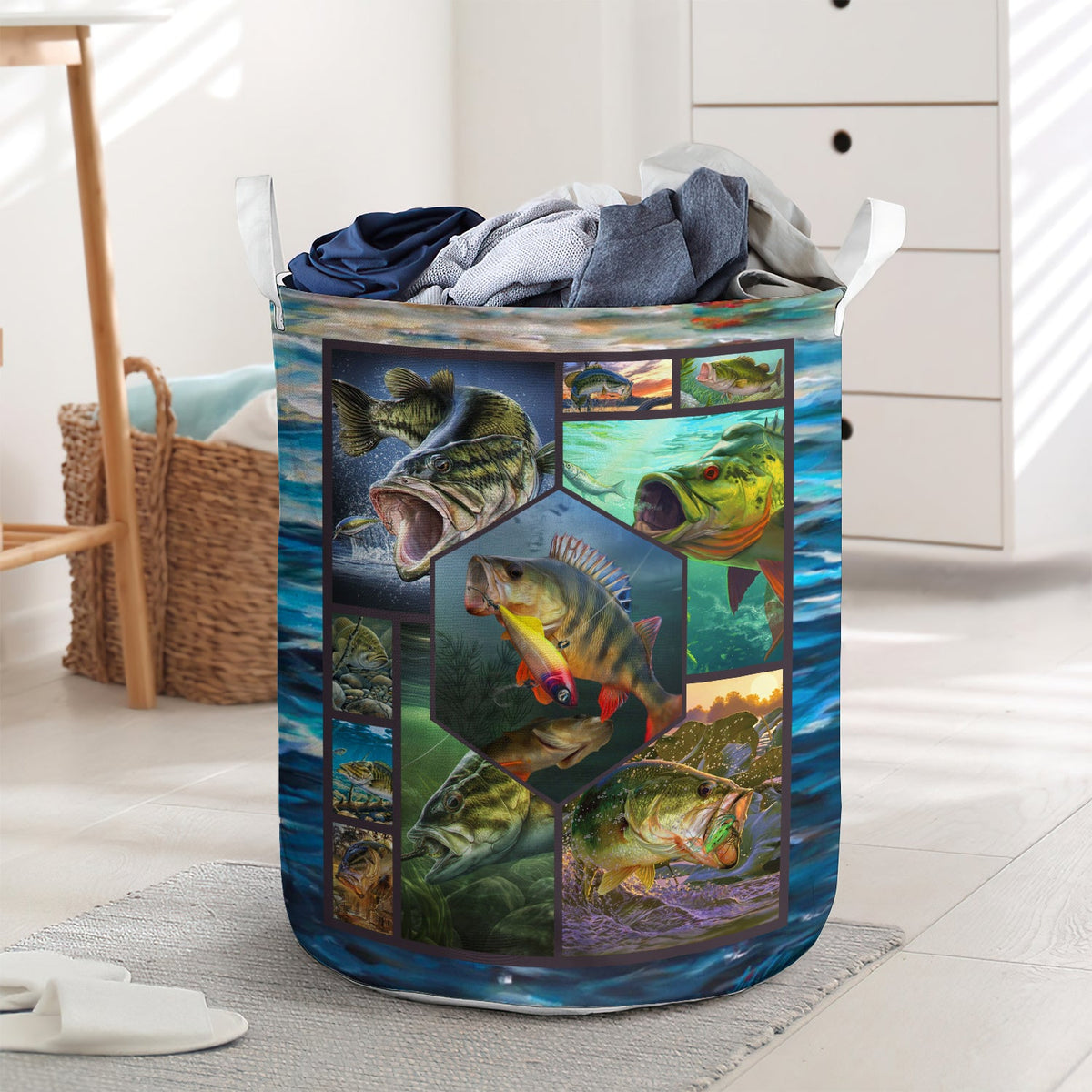 Bass fishing fresh sea - Laundry basket - LAUB03LIN010322-Owls Matrix
