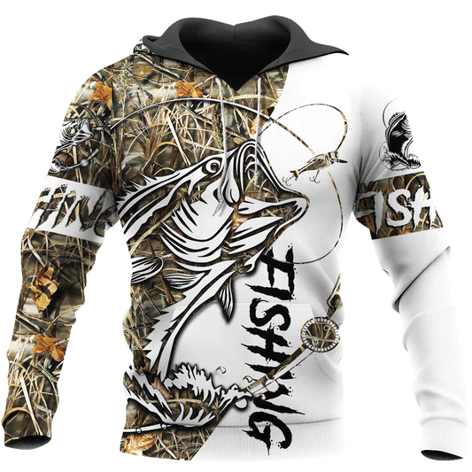 Classic Bass Fishing Art – 3D Hoodie