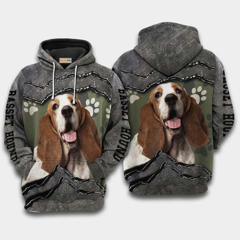 Basset Hound My Friend Art – 3D Hoodie