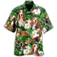 Basset Hound Tropical Leaves - Hawaiian Shirt