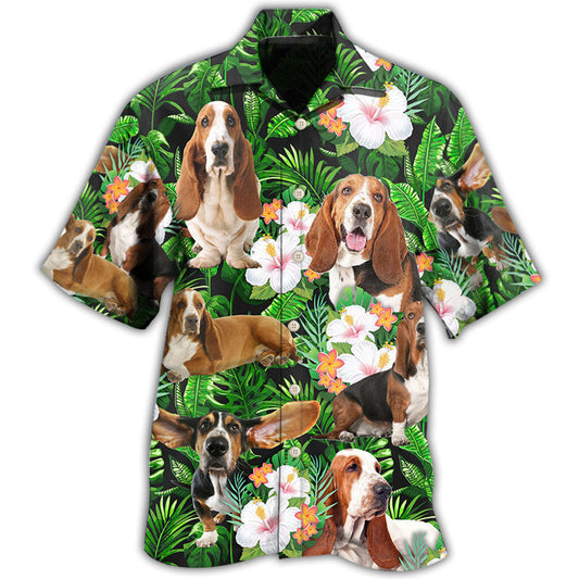 Basset Hound Tropical Leaves - Hawaiian Shirt