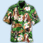 Basset Hound Tropical Leaf Style – Hawaiian Shirt