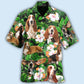 Basset Hound Tropical Leaves - Hawaiian Shirt