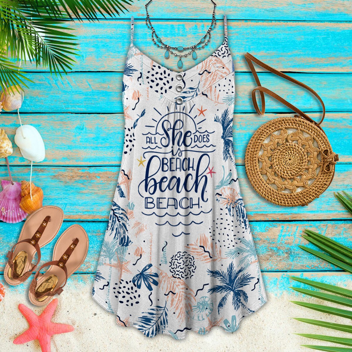Beach Girl Casual Look Limited – Women's Summer Sleeveless V-Neck Camisole Dress