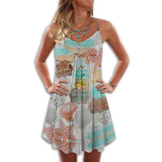 Colorful Seashell Beach – Women's Summer Sleeveless V-Neck Camisole Dress