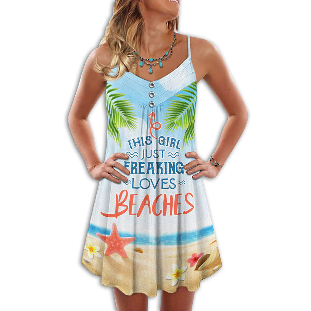 Beach Girl Travel Vibes – Women's Summer Sleeveless V-Neck Camisole Dress
